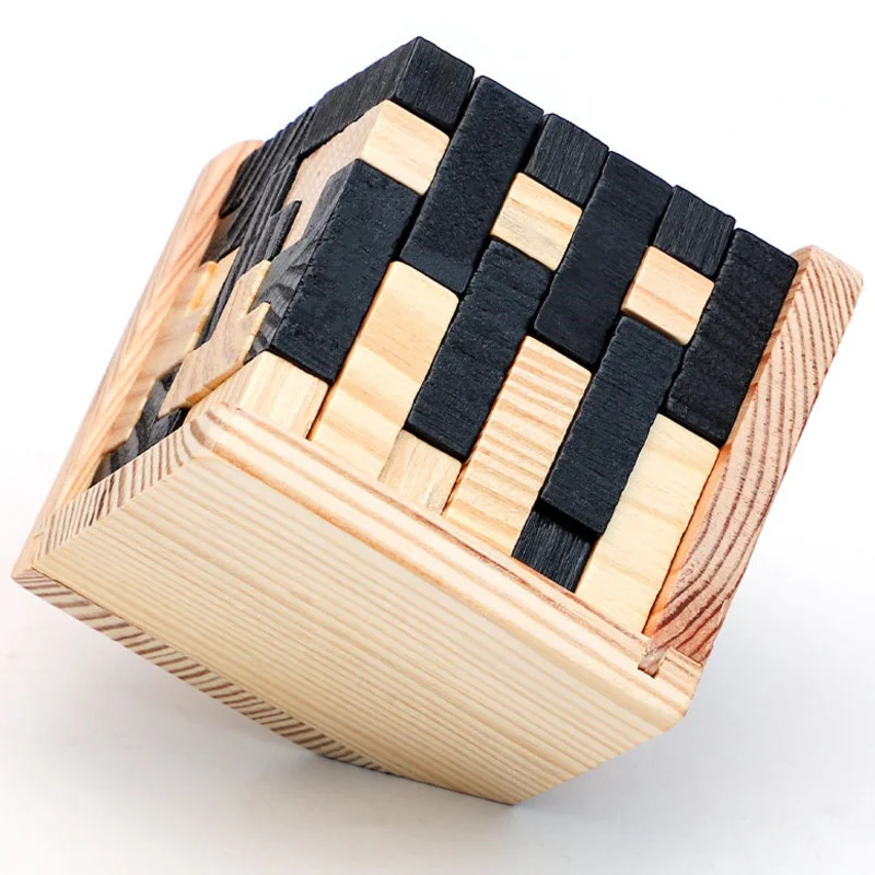 3D Cube Puzzle Luban Interlocking Creative Educational Wooden Toy Brain IQ Mind Early Learning Game Gift For Children Letter 54T - الصورة 3