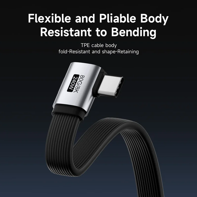 Hagibis USB C to USB C Cable Right Angle USB Type C Charger Fast Charging Cord 90 Degree PD 240W 80G for iPhone 17 External SSD - الصورة 5