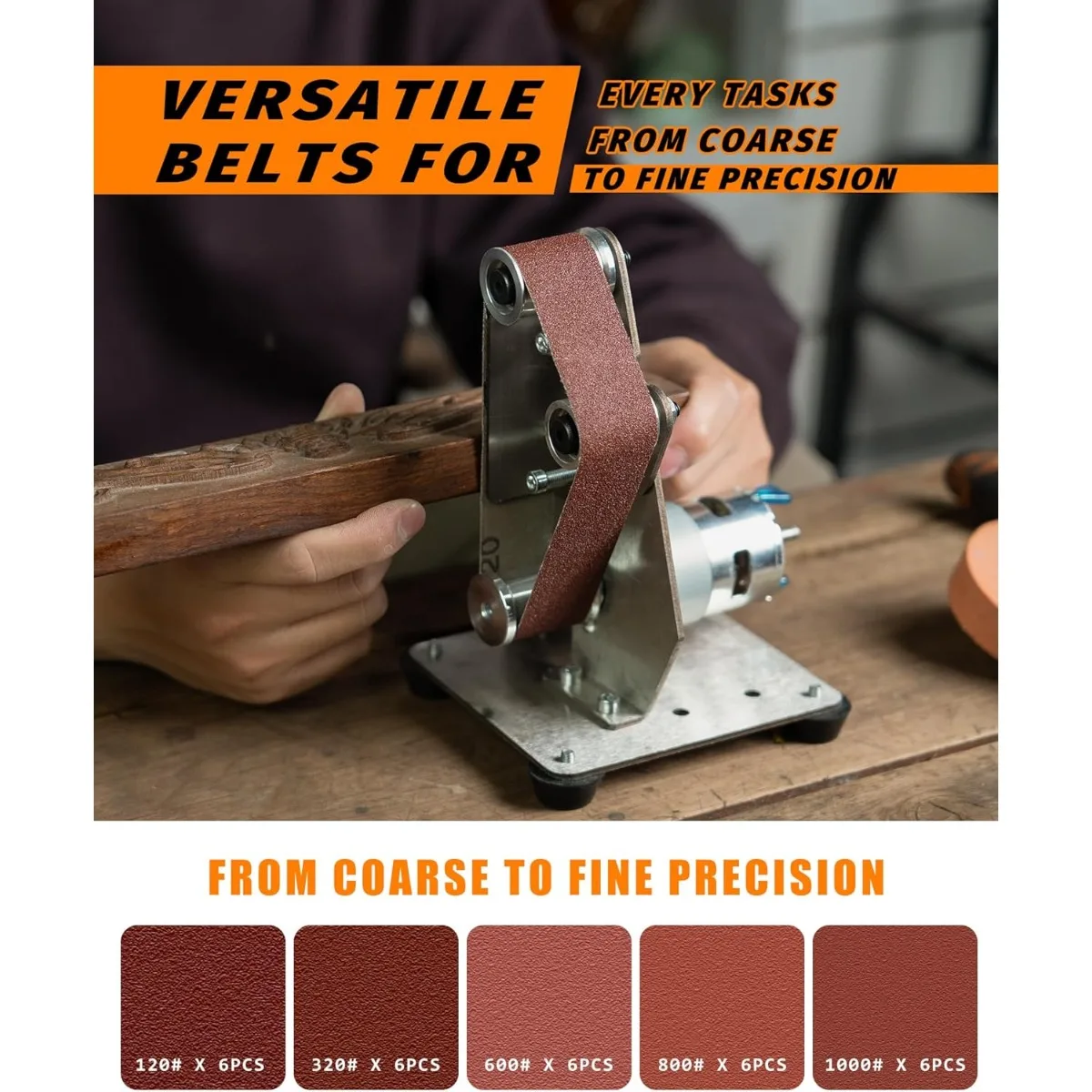 110V/220V Mini Electric Belt Sander DIY Polishing Grinding Machine Cutter Edges Sharpener Multifunctional Grinder Power Tool - الصورة 3