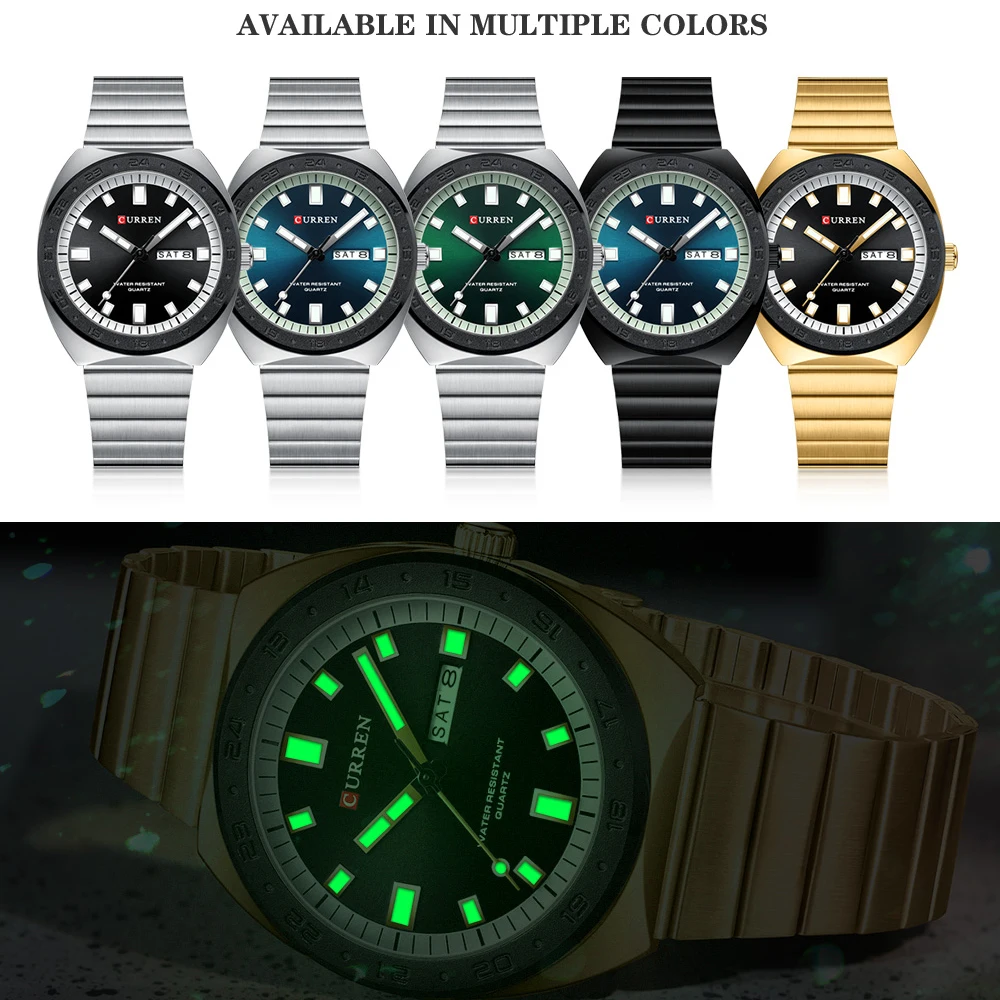 CURREN Business Men's Watch | Stainless Steel Band with 41mm Dial | Date-Day | Luminous Hands Casual Sleek Quartz Wristwatch - الصورة 4