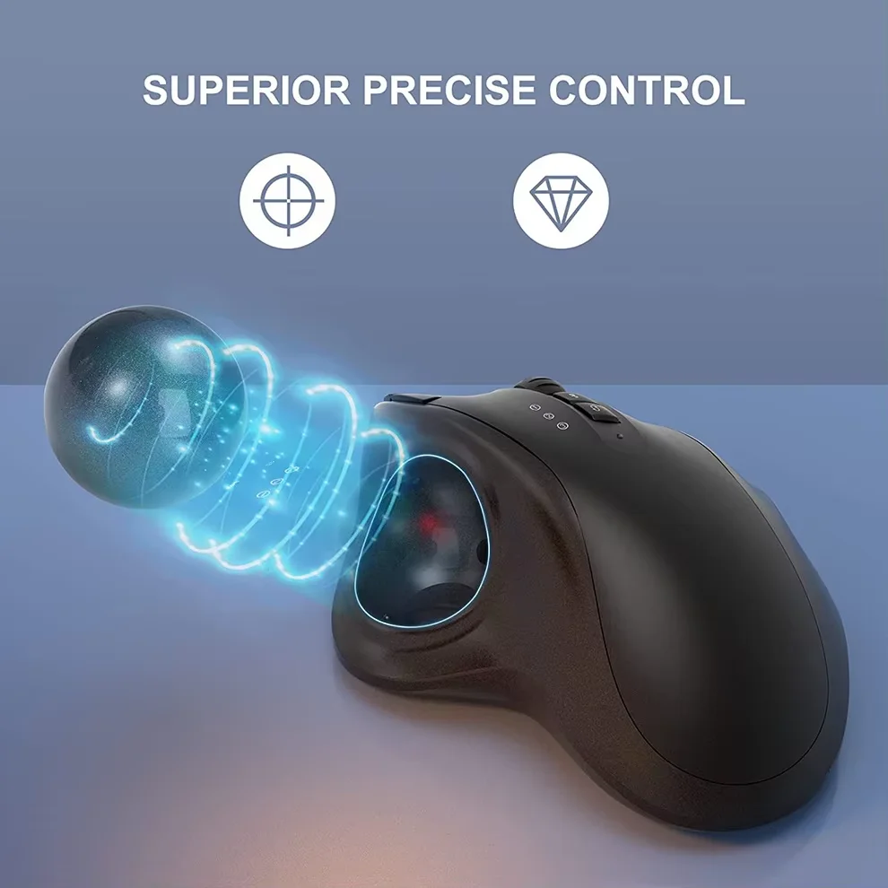 2400DPI Trackball Mouse ,2.4G & Bluetooth Rechargeable Mouse with EVA Case Bag Vertical Ergonomic Mice for Laptop iPad Mackbook - Image 6