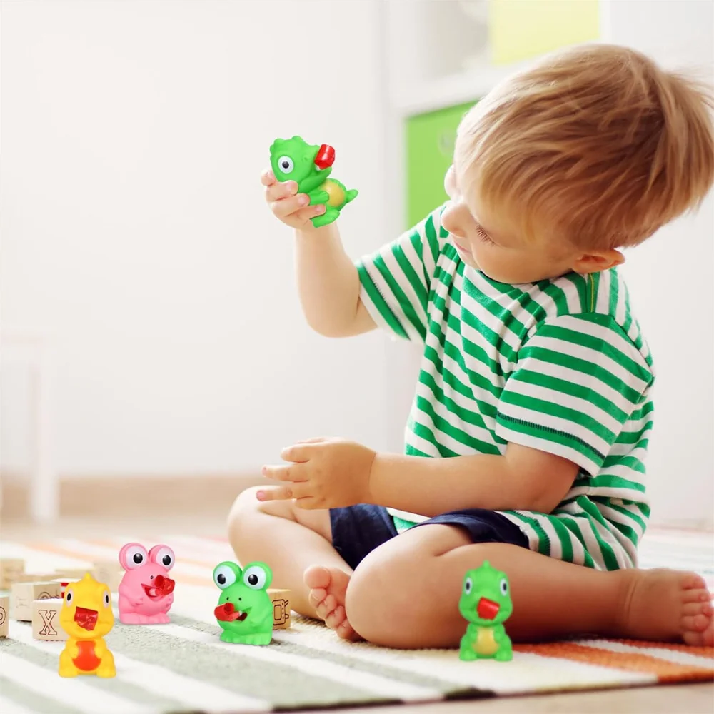 Stress Frog and Dinosaur Toys Tongue Sticking Out Novelty Relief Squeeze Toys Stress Screaming Party Frog Pop Up Toy for Gifts - الصورة 3