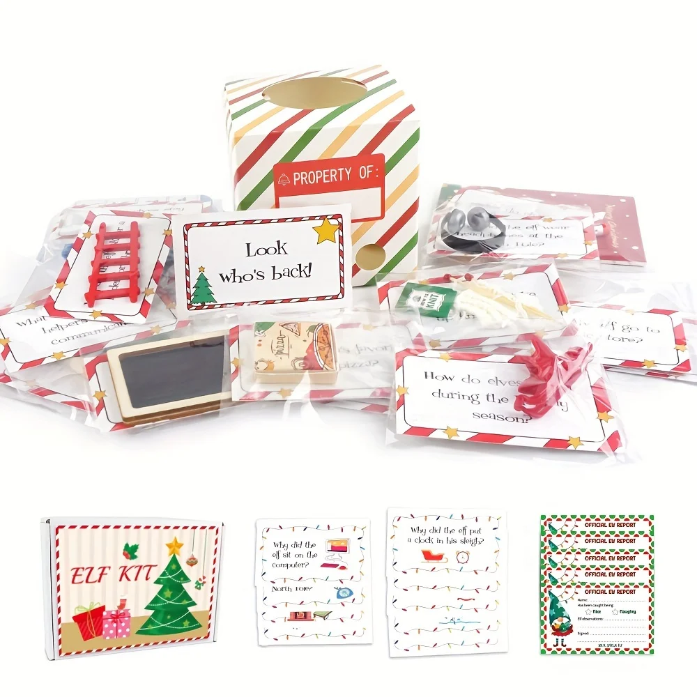 24-Day Elf Arrival Kit,Christmas Countdown Kit with Jokes and Surprises, Elf Set 24 Days of Christmas - Festive Home Decorations - الصورة 4