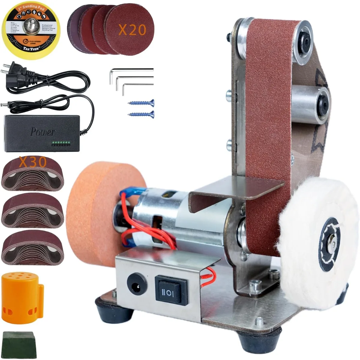110V/220V Mini Electric Belt Sander DIY Polishing Grinding Machine Cutter Edges Sharpener Multifunctional Grinder Power Tool