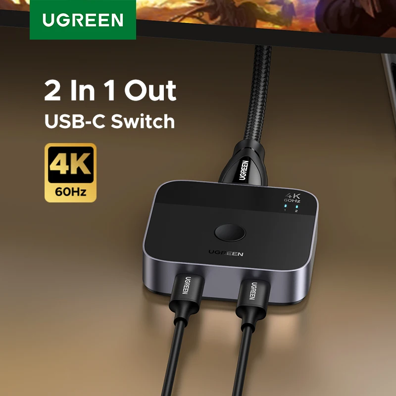 UGREEN USB C Switch 2 in 1 Out 4K 60Hz USB-C Switcher for PS5 Xbox PC Laptop Monitor Projector Keyboard Mouse Docking