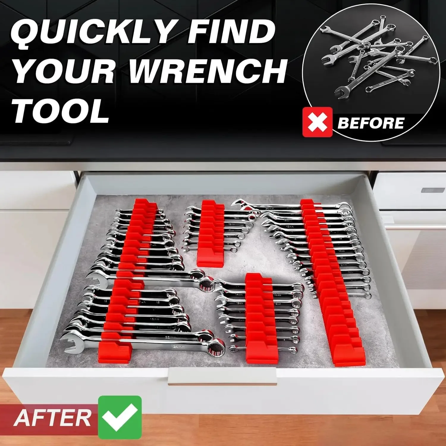 20pcs Wrench Pro Upright Storage Organizer Wrenches Magnetic Hexagonal Head Style - Modular Toolbox Holder Made Durable Plastic - الصورة 2