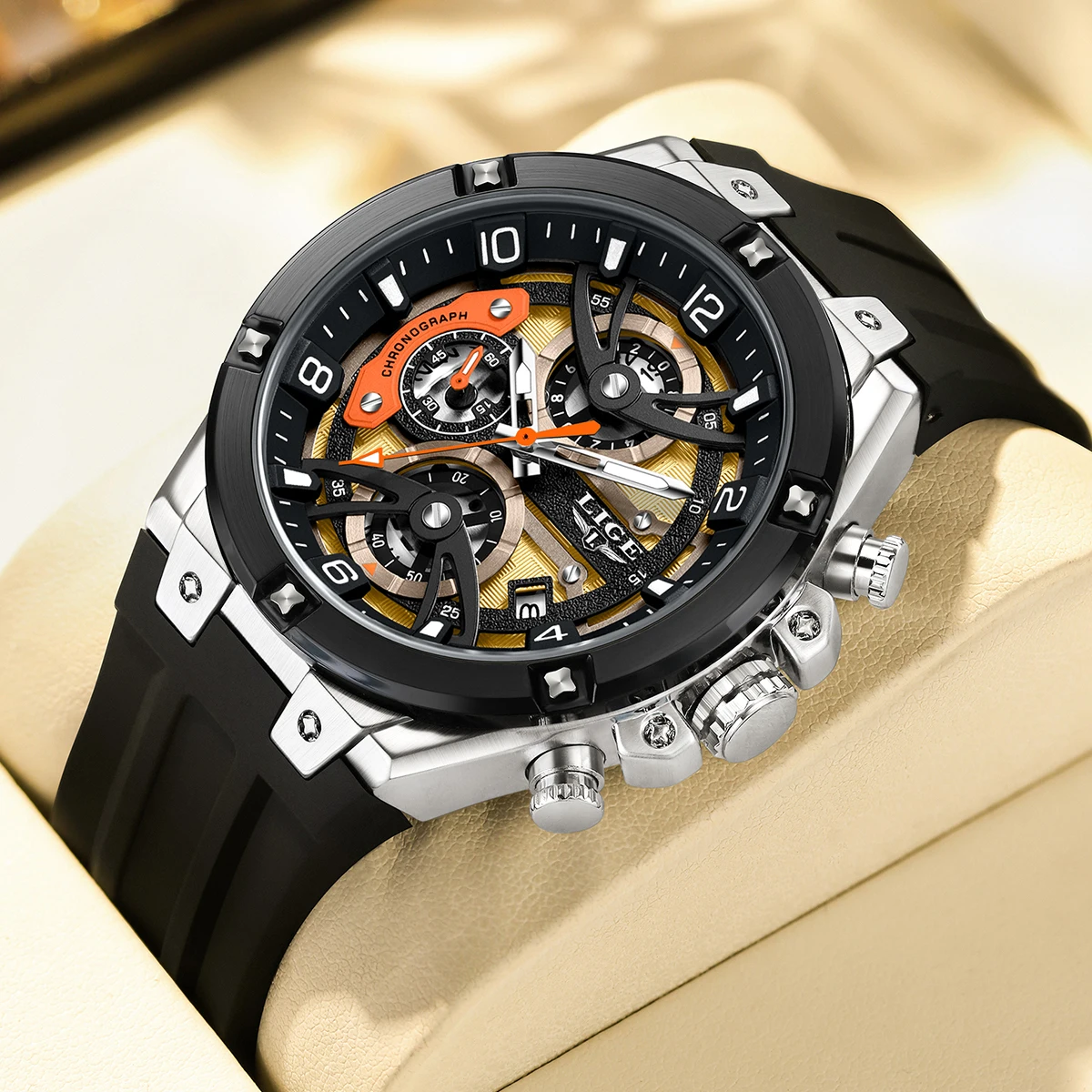 LIGE New Luxury Casual Men Watch Waterproof Luminous Chronograph Date Man Wristwatch High Quality Military Quartz Men's Watches - الصورة 6