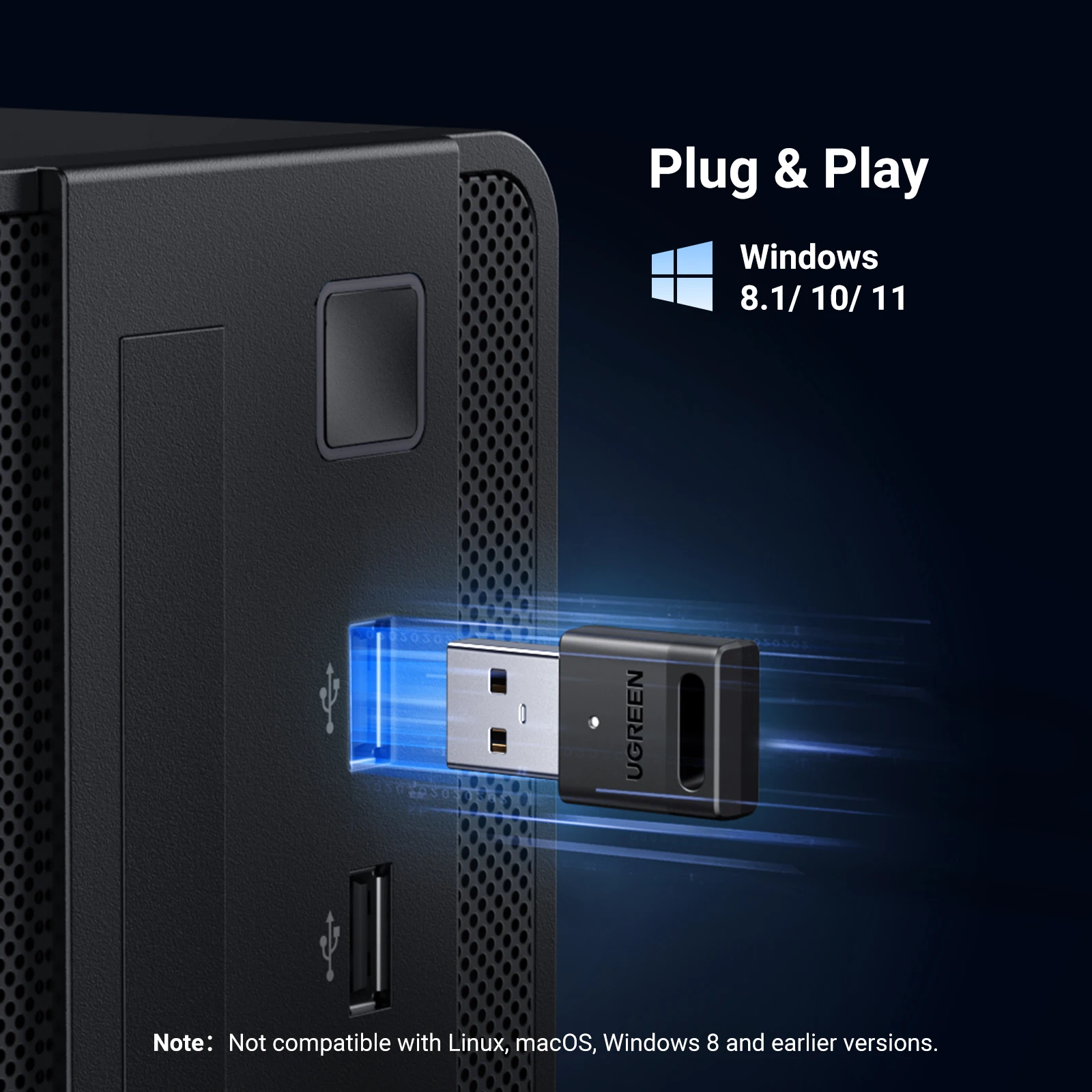 UGREEN USB Bluetooth 5.3 Adapter Receiver Transmitter EDR Dongle for PC Wireless Transfer for Bluetooth Speakers Mouse - الصورة 6