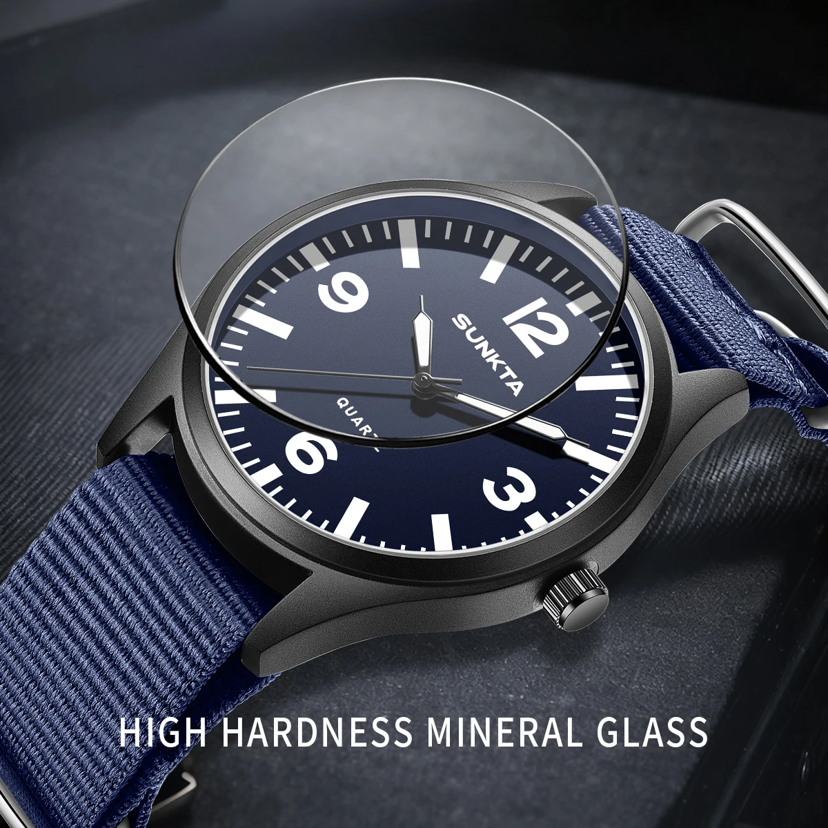 SUNKTA Brand Luxury Men Quartz Watch Date Nylon Leather Waterproof Luminous Military Sports Watches For Men relogios masculino - الصورة 6