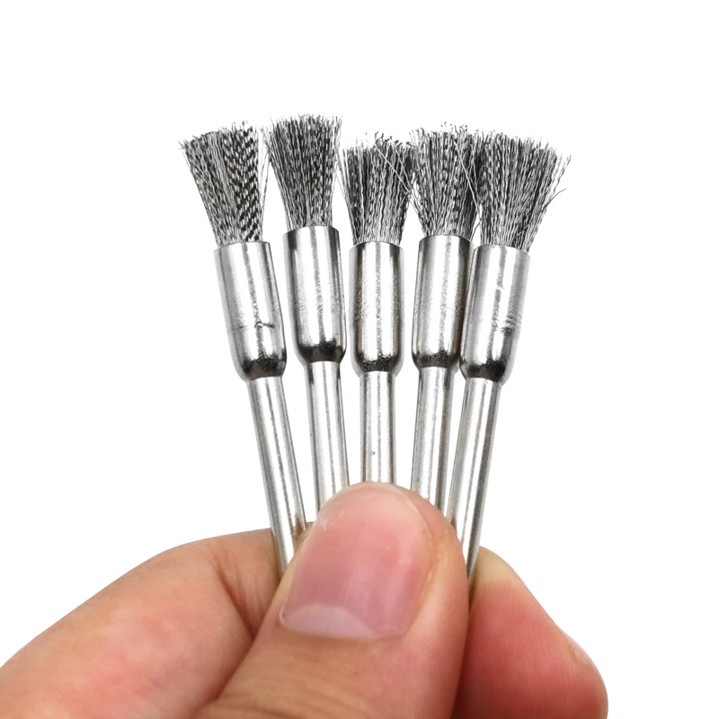 Wire Wheel Cup Brush Set Drill Polishing Dremel Tools 3mm Shank for Power Die Grinder Rotary Electric Abrasive Tool - الصورة 2