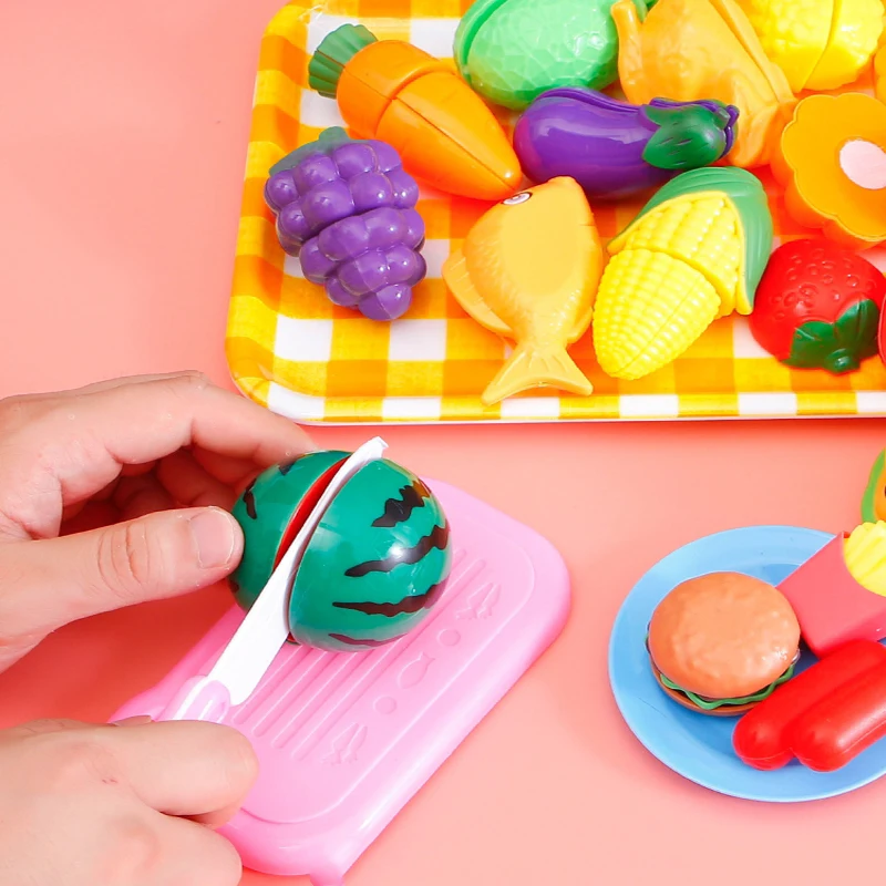 Cutting Play Food Toy for Kids Kitchen Pretend Fruit &Vegetable Accessories Educational Toy for Toddler Children Gift - Image 2