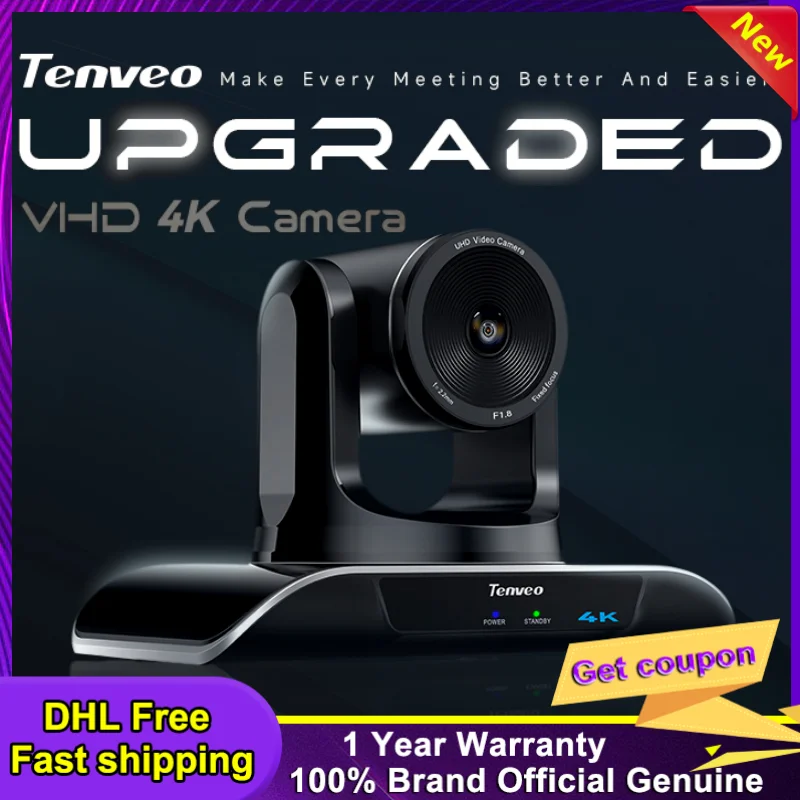 Tenveo 4K PTZ Conference Camera with 5X Digital Zoom AI Tracking Gesture Control 124 Wide Angle PTZ Camera ·for OBS Teams Zoom