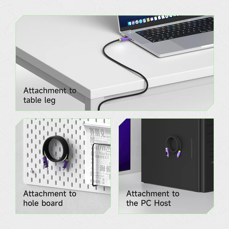 Hagibis Magnetic USB C to USB C Cable With LED Display USB C Charger Cable Type-c PD 240W Fast Charging Cord For iPhone 15/16/17 - الصورة 3
