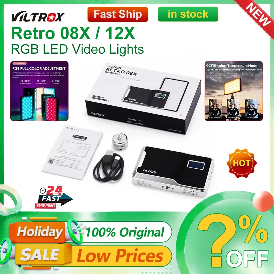 Viltrox Retro 08X 12X Portable Video Light RGB LED Handheld Selfie Photo Fill Soft Lamp Lights
