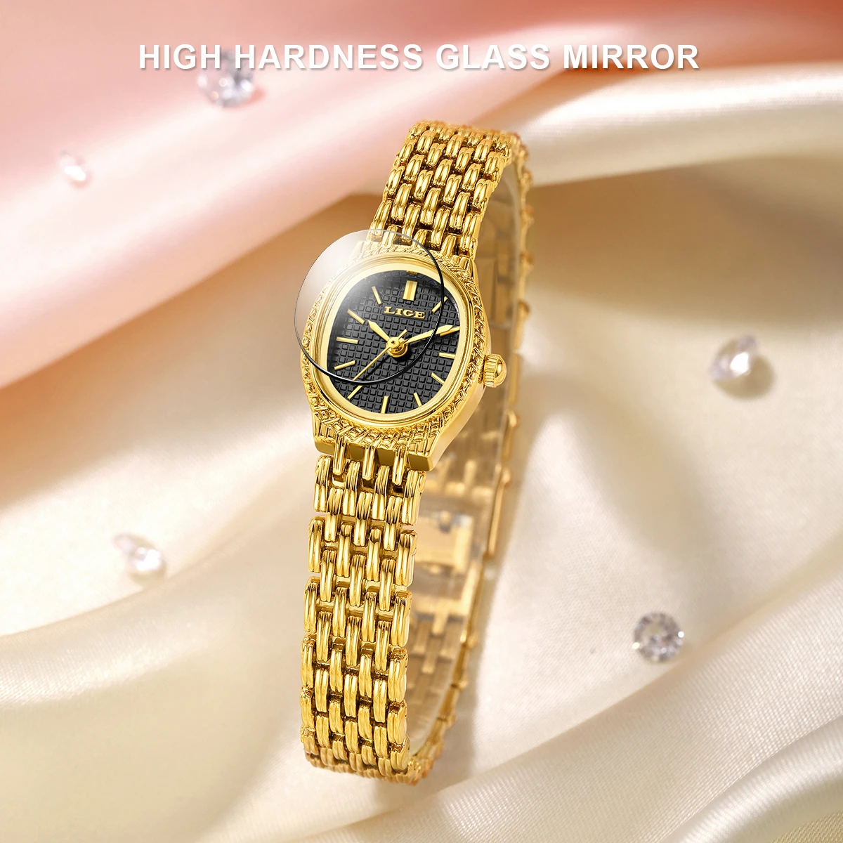 LIGE Golden Women Wristwatch Small Dial Ladies Gold Watch Bracelet Jewelry Quartz Lady Watch Compact Stylish Luxury Women Watch - الصورة 4