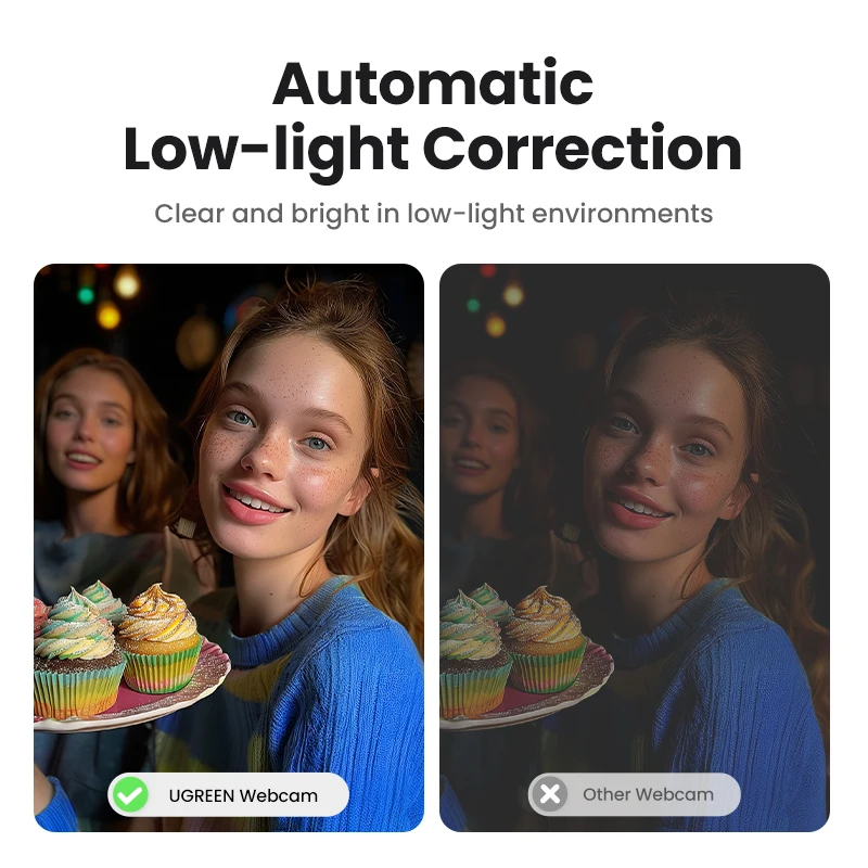 【RU】UGREEN USB 2K HD Mini For WebDual Microphones for Youtube Zoom Video Calling 2K USB - الصورة 3