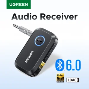 【RU special】UGREEN Bluetooth 6.0 with LDAC, Hi-Res Audio Adapter 3.5mm AUX for Speakers/Wired Speakers/Stereo