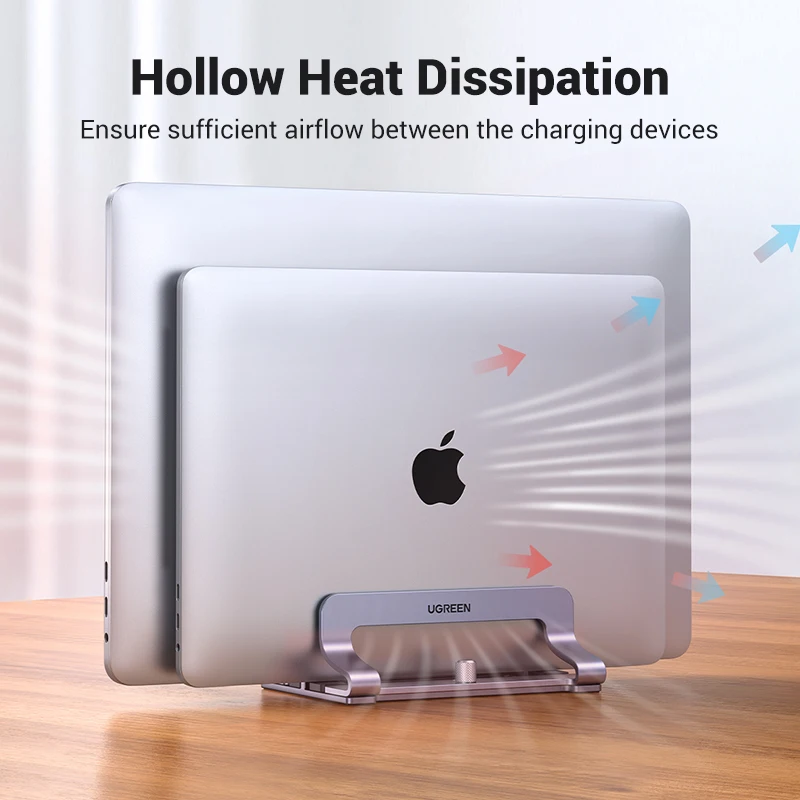 UGREEN Vertical Laptop Stand Holder For MacBook Air Pro Aluminum Foldable Notebook Stand Laptop Support MacBook Pro Tablet Stand - الصورة 4