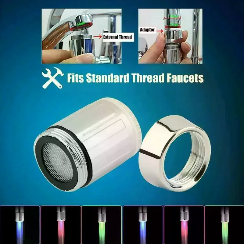 3-Color LED Sensor Faucet Temperature-Sensitive Light Water Saving Stream Light Faucet Aerator Tap Nozzle For Kitchen Bathroom - الصورة 3