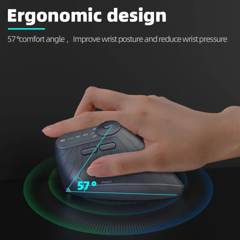 Multi-Device Vertical Ergonomic Mouse With Function Adjustment Kno Rechargeable 2.4G Bluetooth Wireless Mouse for PC Tablet - الصورة 5
