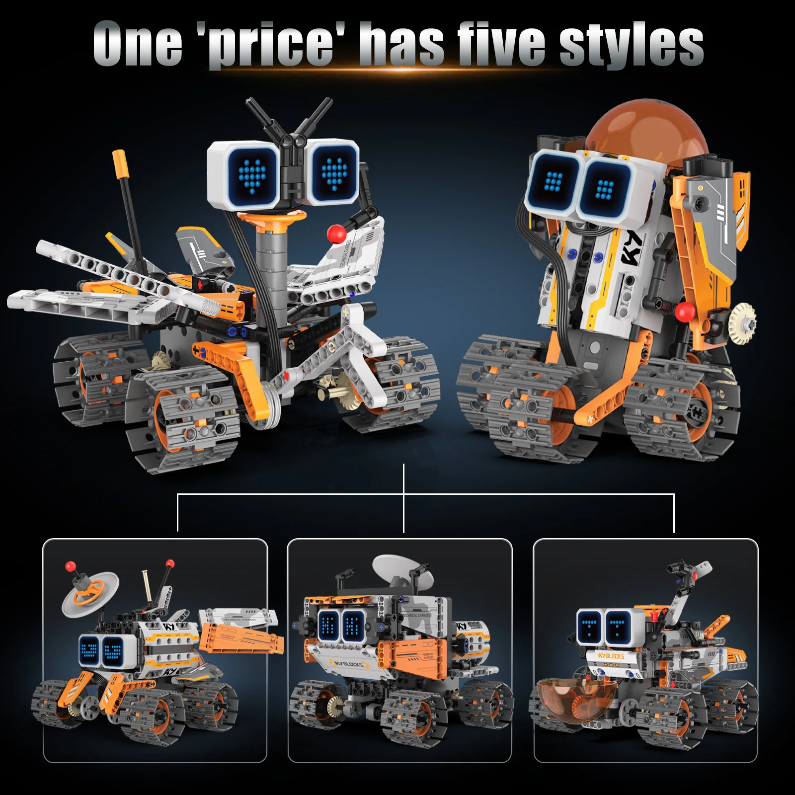 5-in-1 transforming robot model assembly toy, electric robot building blocks toys, educational toy, children's birthday gift. - الصورة 4