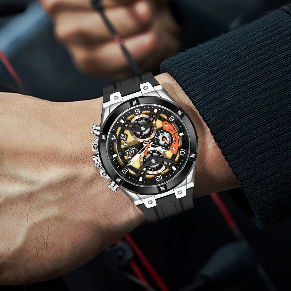 LIGE New Luxury Casual Men Watch Waterproof Luminous Chronograph Date Man Wristwatch High Quality Military Quartz Men's Watches - الصورة 5