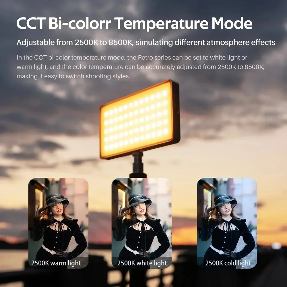 Viltrox Retro 08X 12X Portable Video Light RGB LED Handheld Selfie Photo Fill Soft Lamp Lights - الصورة 5