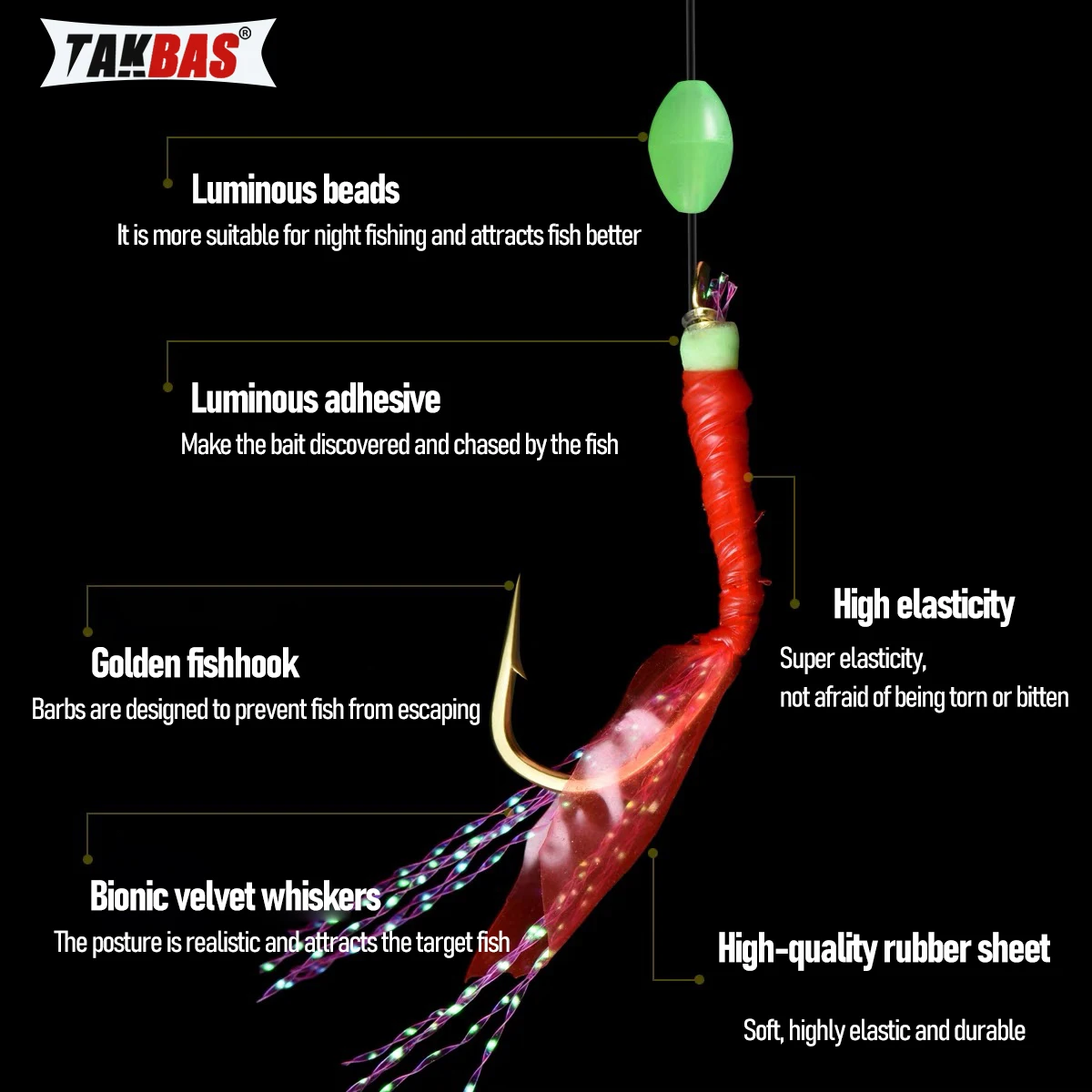 8Packs Sabiki Bait Rig Size 4-18, Glowing Beads and High Carbon Steel Fishing Hooks, Night Fishing Kit for Mackerel, Bass, - الصورة 3