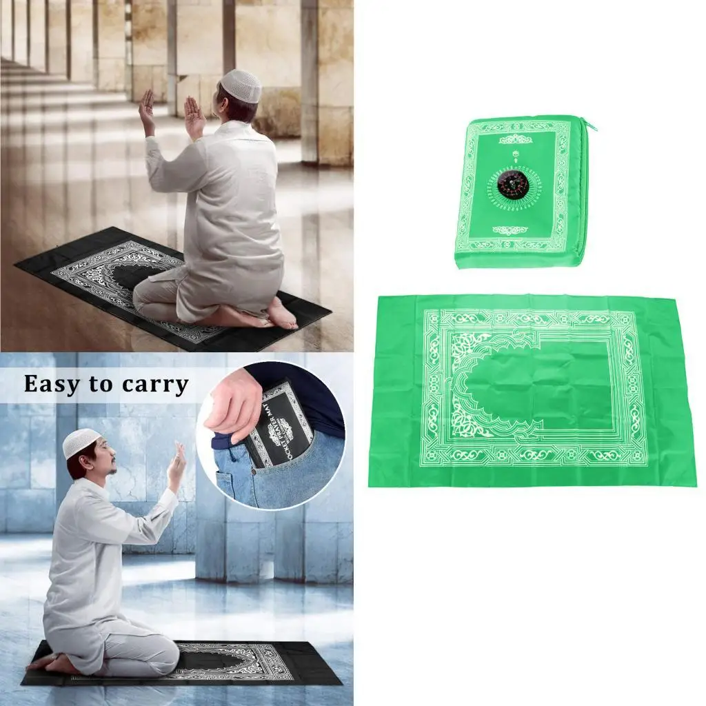 Prayer Rug Polyester Portable Braided Mats Simply Print with Compass
