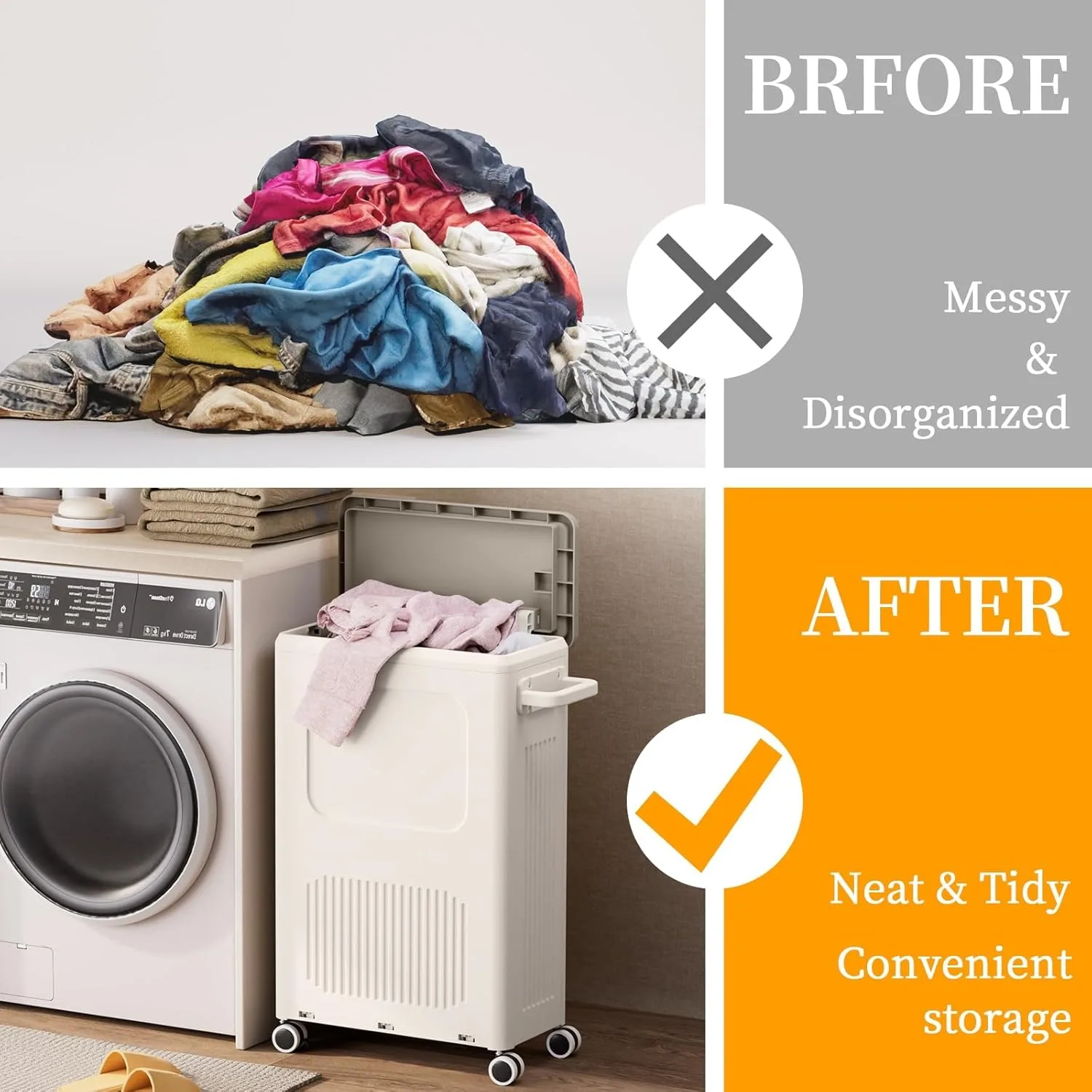 سلة غسيل بلاستيكية ثقيلة مع غطاء - الصورة 5