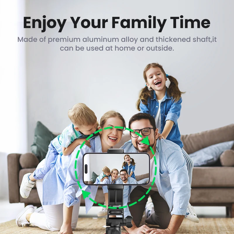 UGREEN 1.7m Phone Tripod Stand For Gopro iPhone Samsung Xiaomi Foldable Aluminum Phone Holder Universal Travel Tripode Holder - الصورة 4