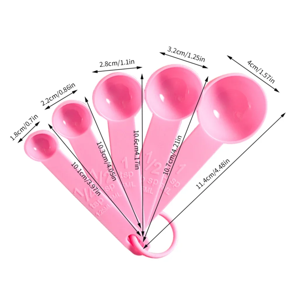 5Pcs/set 3 Colors Kitchen Measuring Spoon Coffee Teaspoon Sugar Scoop Baking Cooking Kitchen Measuring Cups with Scale Tools - الصورة 5
