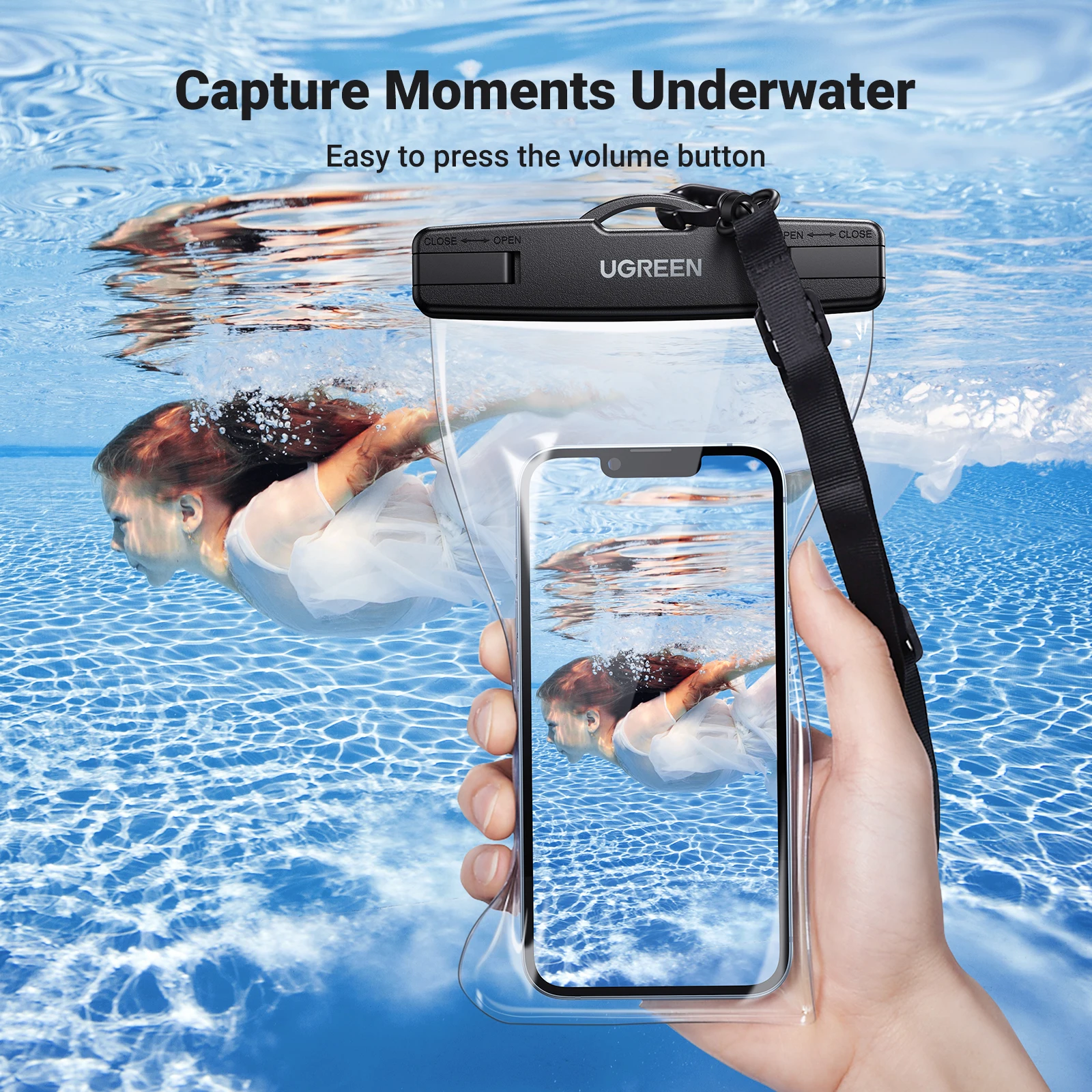 UGREEN 7.2 inch IPX8 Waterproof Phone Case Bag For iPhone 16 15 14 13 12 Pro Max Samsung Universal Swimming Protective Pouch Bag - الصورة 2