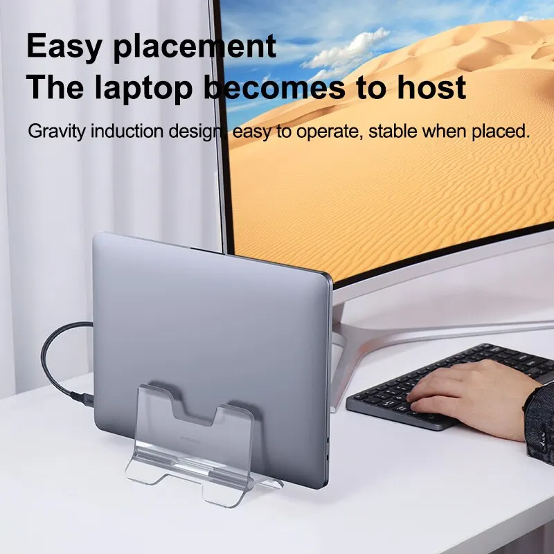 Hagibis Vertical Laptop Stand Transparent Desktop Gravity Holder Notebook Support For MacBook Pro Air Surface Book Laptops - الصورة 5