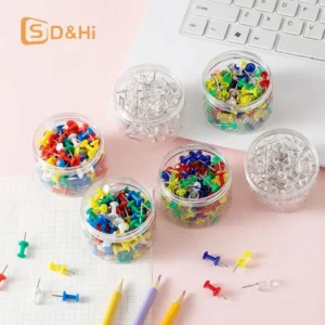 100pcs/box Push Pins Assorted Making Thumb Tacks Multicolor Plastic Tacks Push Pins Cork Board Office School Stationery Supplies