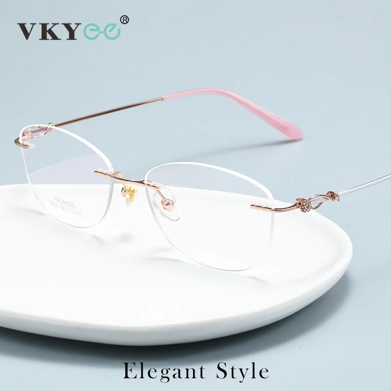 VICKY New Fashion Rimless Myopia Glasses Personalized Simple Design Women's Optical Glasses Customizable Prescription 2803Q