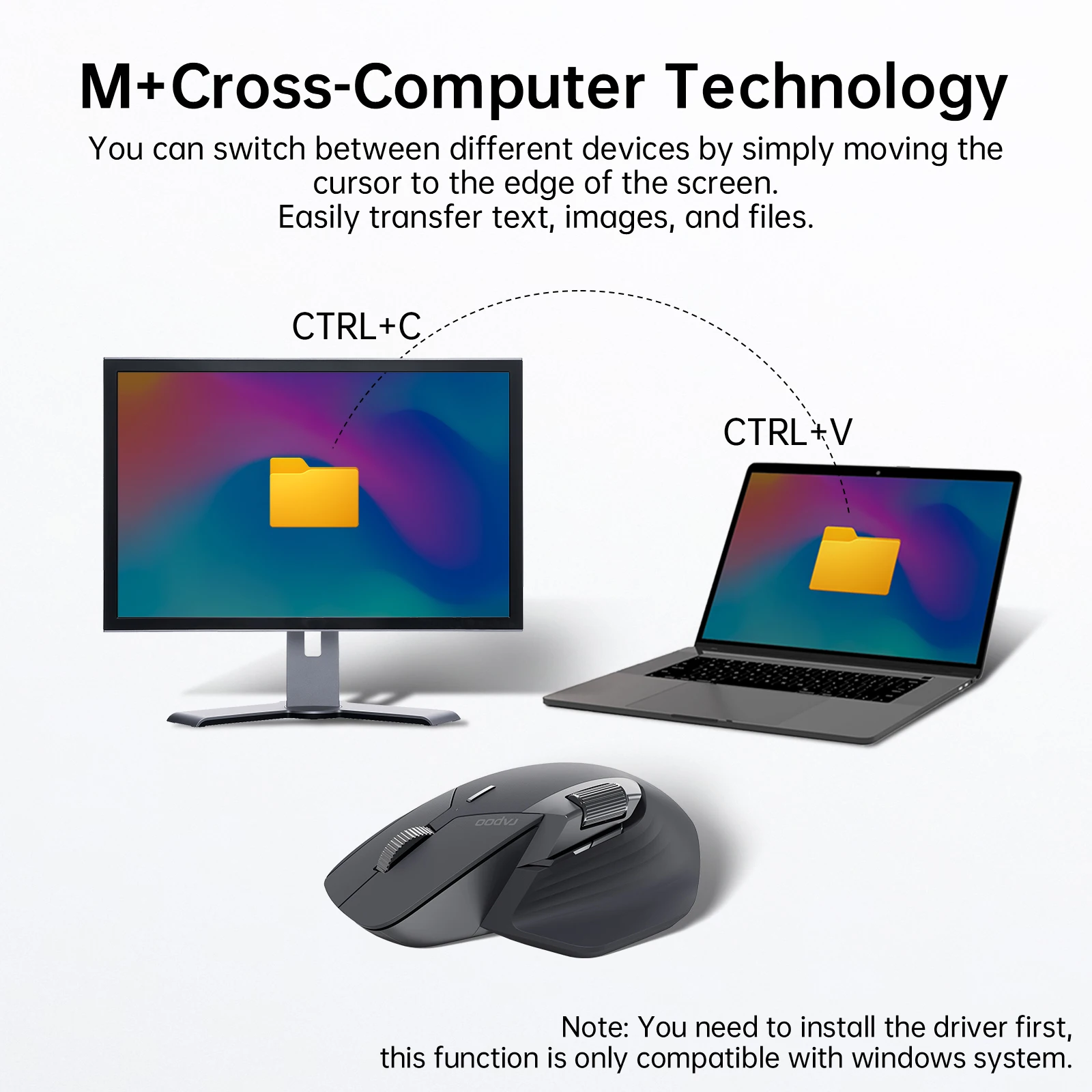 Rapoo MT760/MT760L/MT760Mini/MT760M Rechargeable Multi-mode Bluetooth Wireless Mouse Ergonomic 4000 DPI Support Up to 4 Devices - الصورة 3