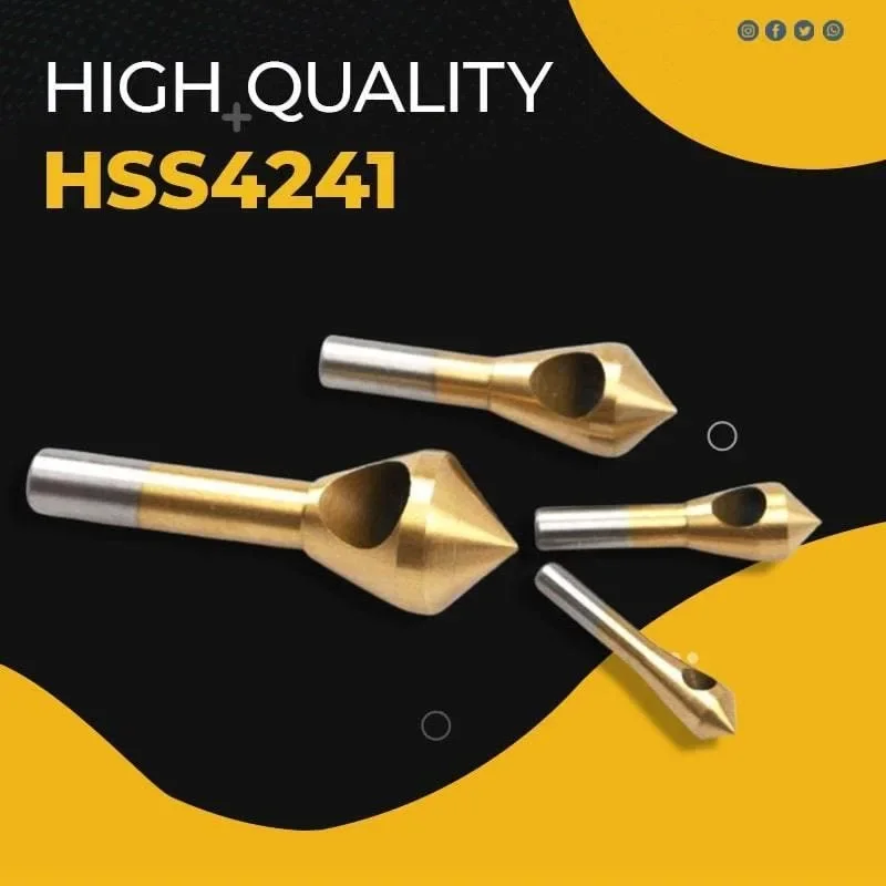 4pc HSS Chamfer Internal Chip Removal Titanium Plated Oblique Hole Chamfer Deburring Spot facer Tool Set - الصورة 4