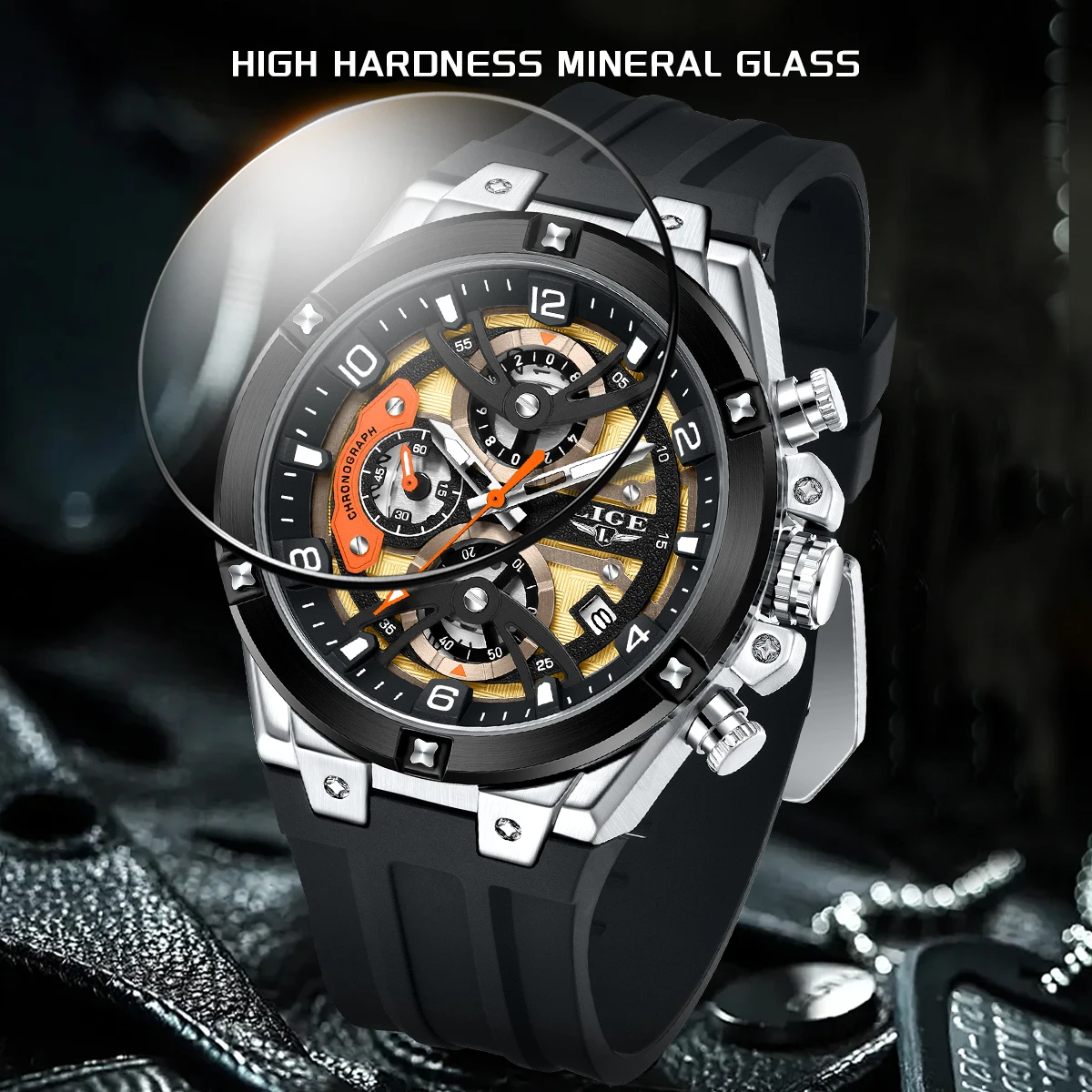 LIGE New Luxury Casual Men Watch Waterproof Luminous Chronograph Date Man Wristwatch High Quality Military Quartz Men's Watches - الصورة 4