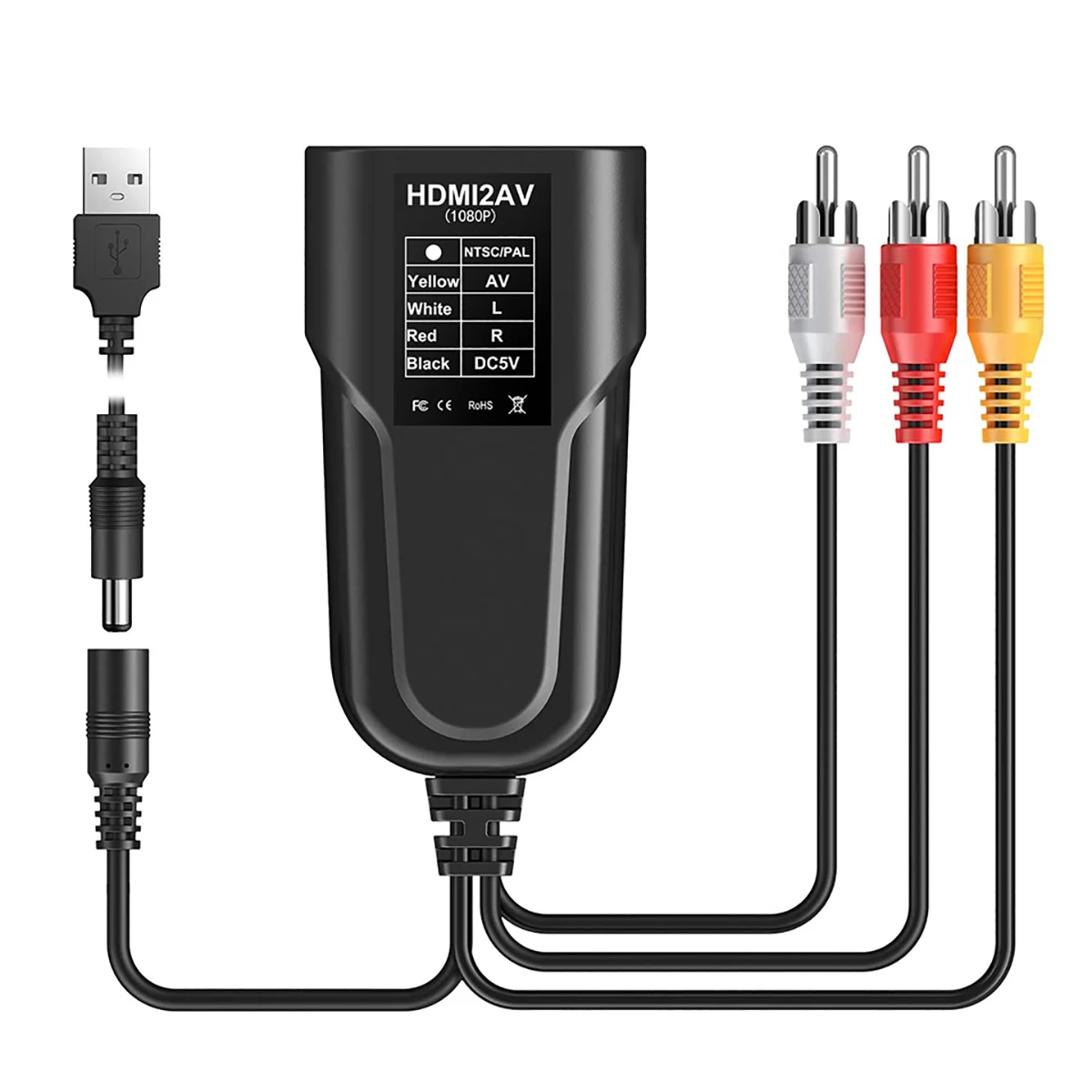 HDMI-compatible TO RCA/AV 1080P HD Video Audio CVBS Mini Adapter for PS3/PC/VCR/NTSC - الصورة 5