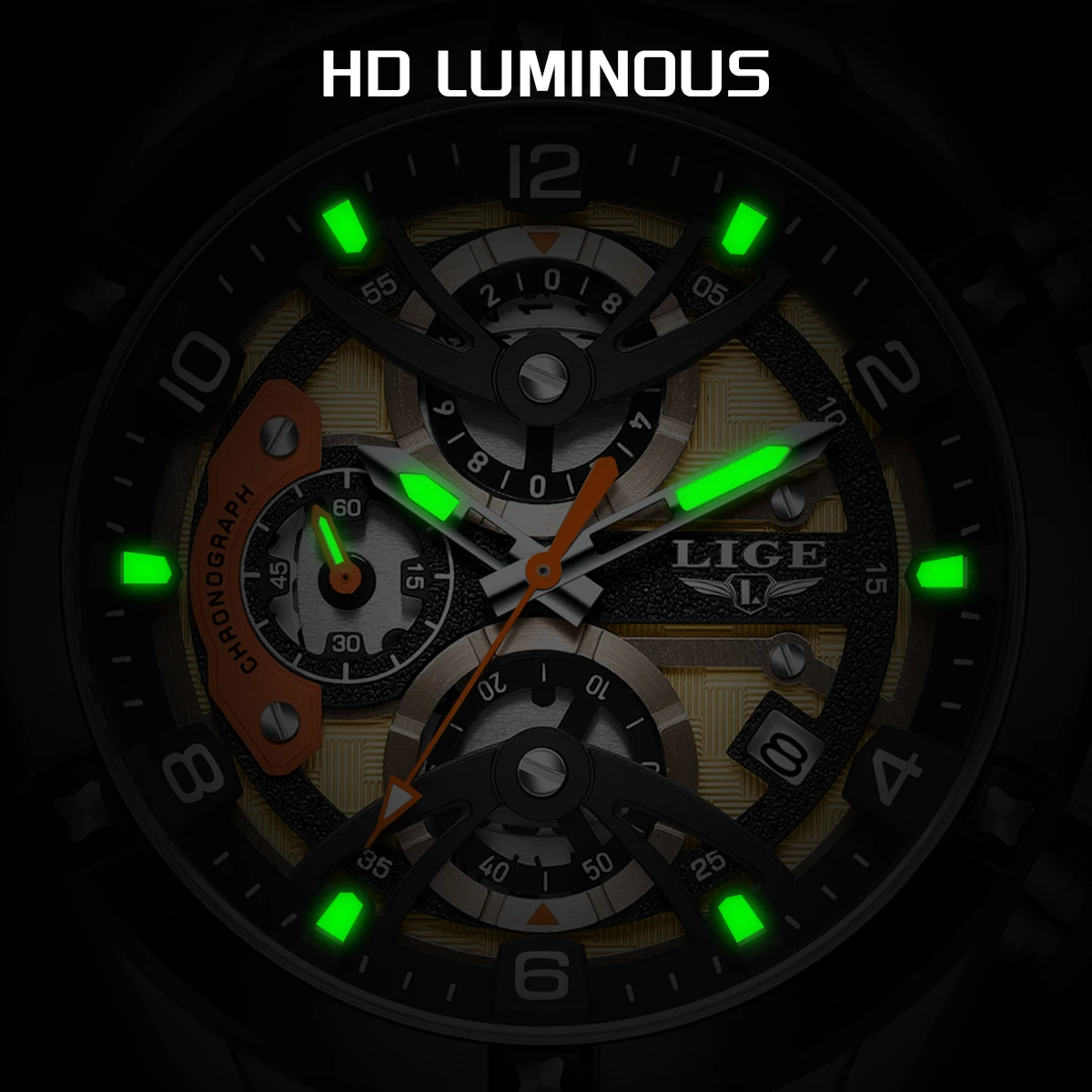 LIGE New Luxury Casual Men Watch Waterproof Luminous Chronograph Date Man Wristwatch High Quality Military Quartz Men's Watches - الصورة 2