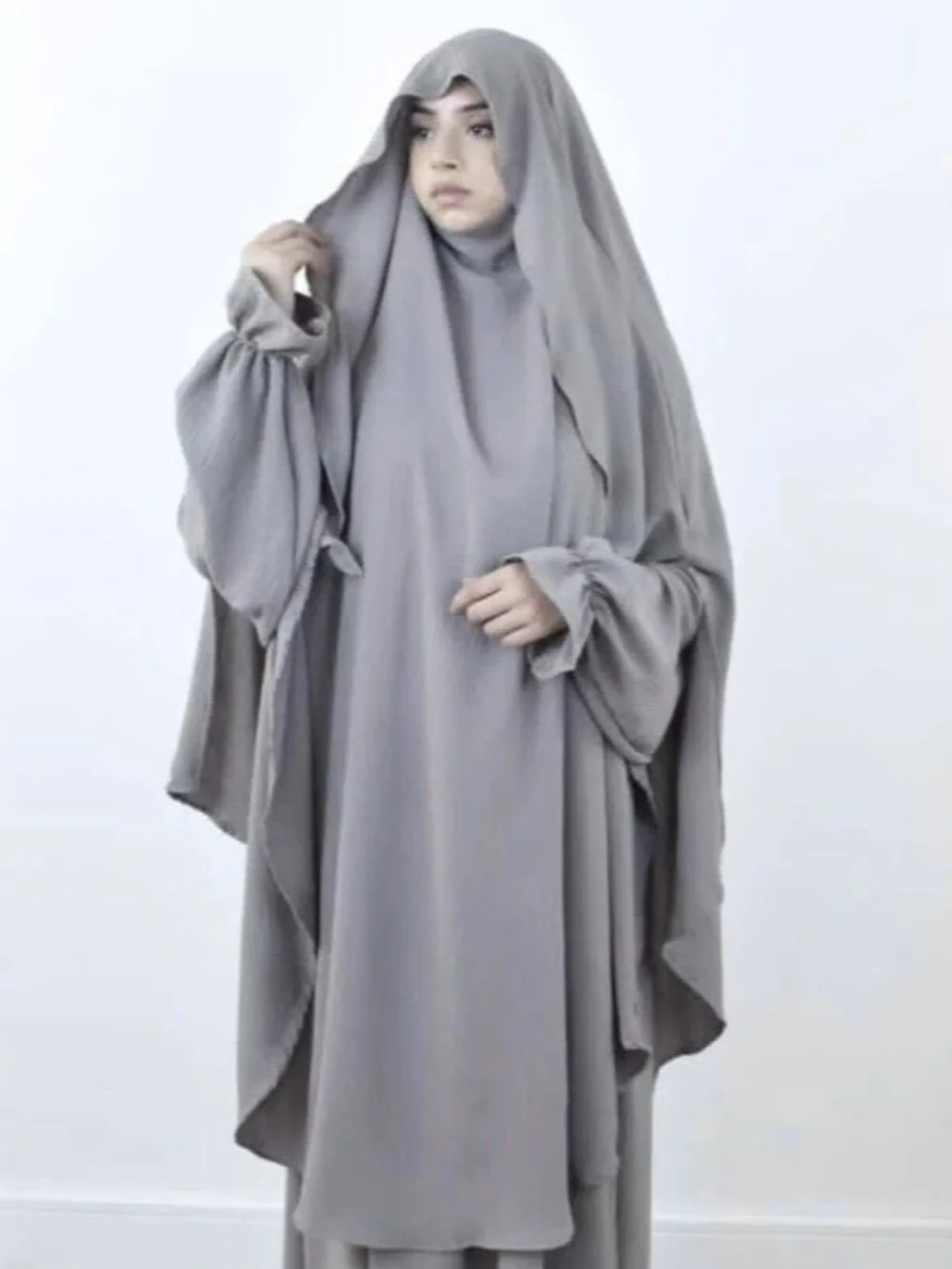 Eid Women Prayer Garment 2 Piece Set Long Dress Khimar Abaya Ramadan Muslim Vestidos Largos Party Dresses Nipab Headscarf Jilbab - Image 6