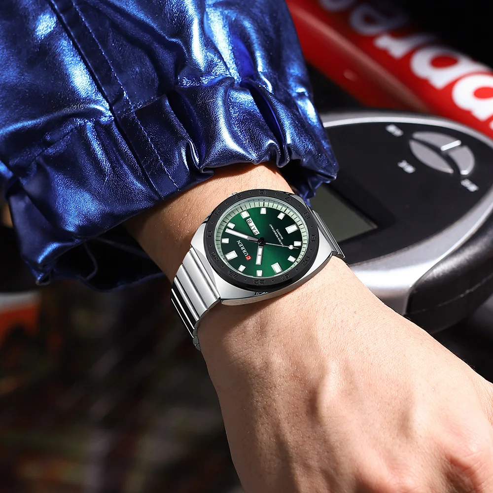 CURREN Business Men's Watch | Stainless Steel Band with 41mm Dial | Date-Day | Luminous Hands Casual Sleek Quartz Wristwatch - الصورة 2