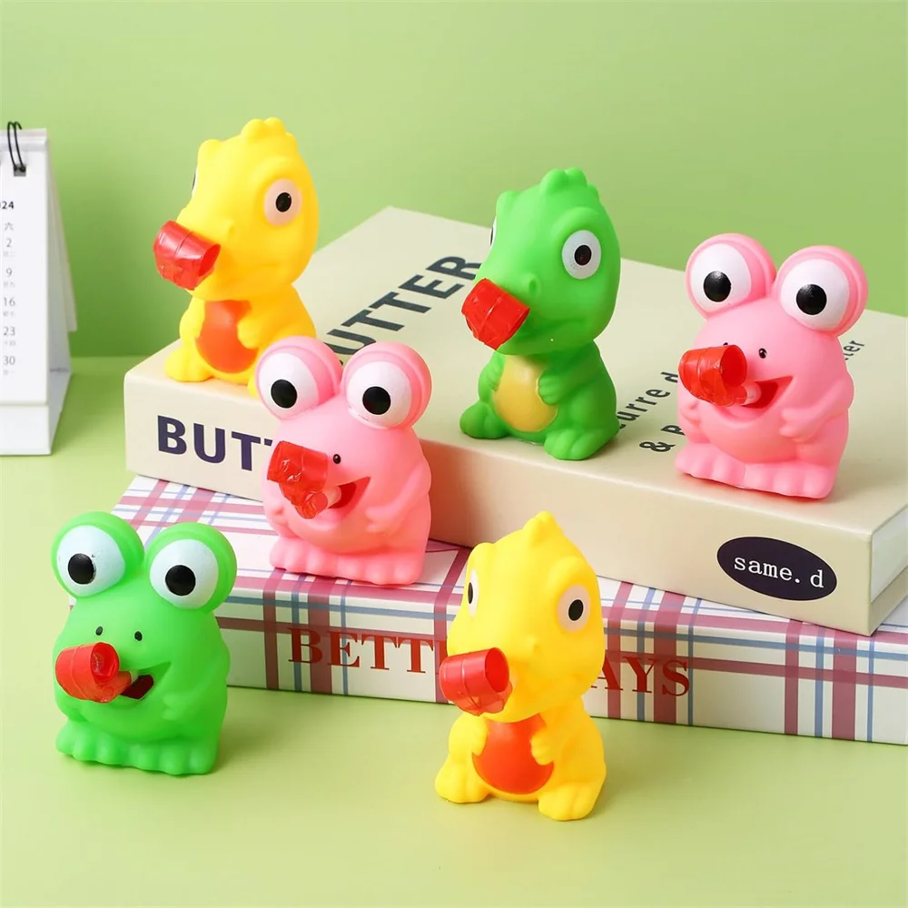 Stress Frog and Dinosaur Toys Tongue Sticking Out Novelty Relief Squeeze Toys Stress Screaming Party Frog Pop Up Toy for Gifts - الصورة 4