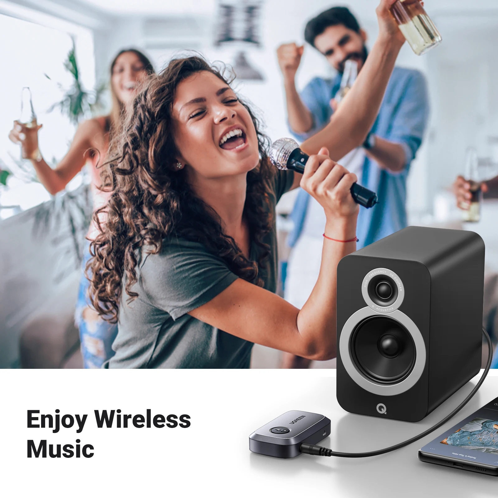 UGREEN Bluetooth Audio Receiver Car Adapter Wireless Car 3.5mm Jack Mic Handsfree Bluetooth 5.3 for Car Accessories Speaker - الصورة 5