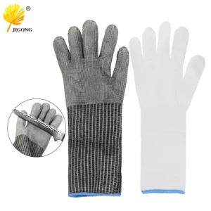 Extended Stainless Steel Wire Braided Gloves with 5 levels of Anti Cutting Industrial Metal Processing Food Processing Protect