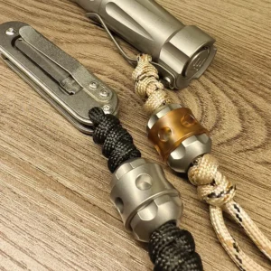 1PC EDC Pocket Tool Candy Cane Titanium Alloy Knife Bead PEI Resin Paracord Bead DIY Lanyard Decoration