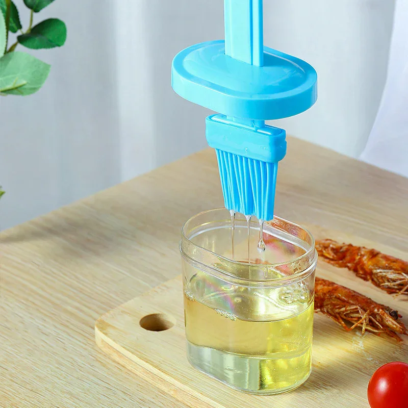 1Pc Oil Brush Pancake Oil Brush Integrated Oil Pot Brush With Bottle Kitchen Dustproof Household High Temperature Baking Tool - Image 2