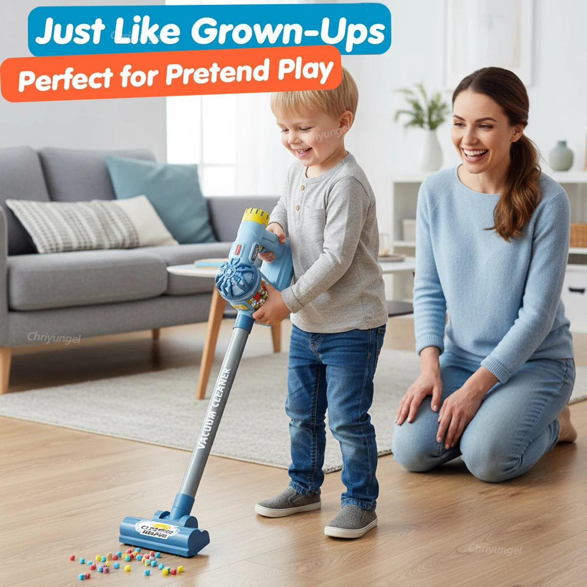 Kids Vacuum Cleaner Toy Electric Realistic Pretend Play Housekeeping Cleaning Set Educational Gift for Toddlers Boys Girls - الصورة 4