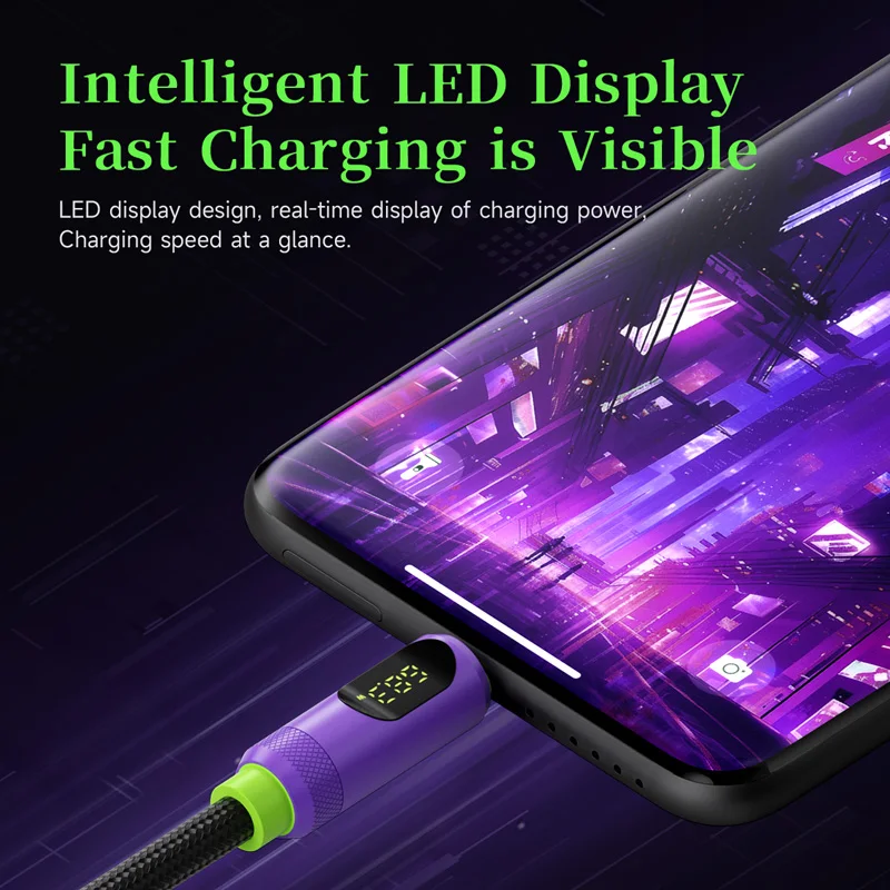 Hagibis Magnetic USB C to USB C Cable With LED Display USB C Charger Cable Type-c PD 240W Fast Charging Cord For iPhone 15/16/17 - الصورة 5